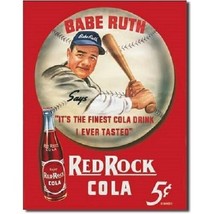 Babe Ruth Red Rock Cola Baseball MLB Distressed Retro Vintage Metal Tin ... - £12.44 GBP