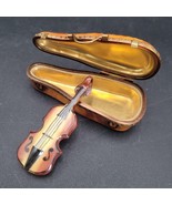 LIMOGES BOX ~ PARRY-VIEILLE ~ VIOLIN IN A BROWN &#39;LEATHER&#39; CASE ~ PEINT M... - $203.73 CAD