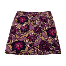 Ann Taylor Pencil Skirt Womens 6 Petite Tan Purple Corduroy Paisley Print Zipper - £17.50 GBP