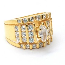 3 CT Marquise Coupe VVS1 Simulé Fiançailles Mariage Bague Parure or Jaune Plaqué - £88.53 GBP