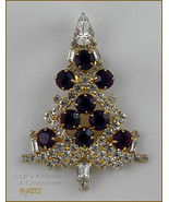 Eisenberg Ice Signed Large Candle Tree Pin Clear and Red Rhinestones (#J... - $175.00