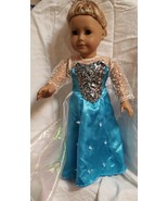 Frozen Queen Elsa Dress Long Flowing train for 18 &quot; dolls American Girl Fun - $275.96 MXN
