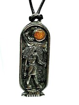 Horus Necklace Falcon Divine Child God Pendant Zodiac Sept Oct Cartouche Cord  - £4.70 GBP