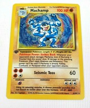 Pokemon 8/102 Machamp Base Set Holo Rare 1st Edition (LP) Fast Free Shipping - £47.47 GBP