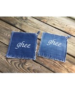 Upcycled Denim Jeans Personalized Pot Holders Hot Pads Made To Order Pot... - £11.67 GBP