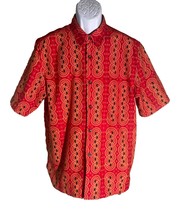 NO FEAR Men&#39;s Short Sleeve Button Down Red Disco Shirt Large - £14.04 GBP