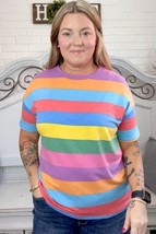 Step Into Spring Multicolor Stripe Terry Top - £19.59 GBP