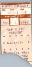 Vintage Nazareth Ticket Stub December 3 1982 Kansas City Missouri - £35.77 GBP