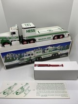VINTAGE 1995 HESS GASOLINE/FUEL Toy Truck And Helicopter NEW Lights Rotors - $18.69