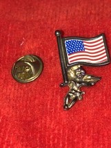 Angel Pin with American Flag Vintage - £9.48 GBP