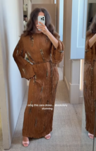 ZARA BNWT 2025. OCHRE BEADED TUNIC DRESS KAFTAN STRAIGHT HEM. 7521/271/703 - $187.60