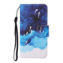 Anymob Samsung Ocean Blue Pattern Phone Case Magnetic Flip Leather Wallet Case - $28.90