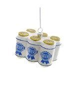 SIX PACK OF BEER ORNAMENT 3&quot; Funny Blue Ribbon Glass Christmas Tree NEW - $19.95