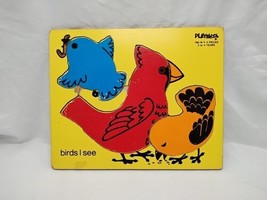 Vintage Playskool Birds I See 3 Piece Wooden Puzzle 155-19 - $12.38
