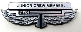 TWA Junior Crew Member Pin Trans World Airlines Silver Plastic Wings 2in - $14.84