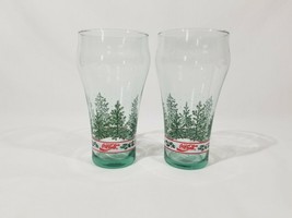 Vintage 1991 Coca Cola Christmas Bell Pine Tree Glass Set Of 2 - $8.90