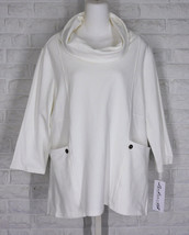 LULU B Two Pocket Cowl Neck Top Cream NWT Large XLarge - £33.97 GBP