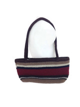 The SAK Crocheted Purse Striped Baguette Shoulderbag Hangbag Brown Burgu... - £10.97 GBP