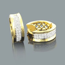 0.40CT Imitación Diamante Pavé Aros Pendientes Huggie Oro Amarillo Bañado Plata - £79.76 GBP