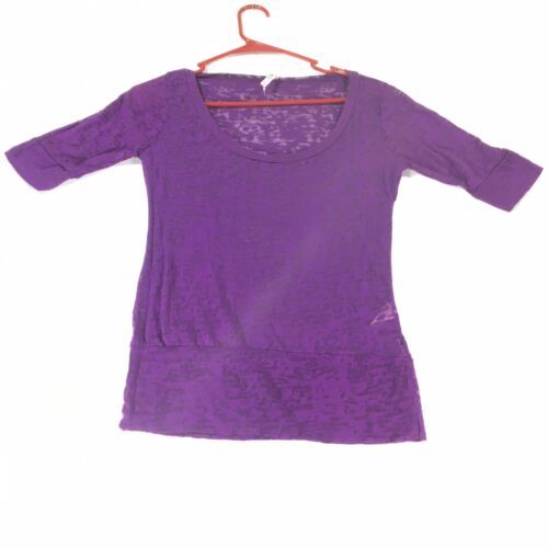 Primary image for Rue21 Juniors Top Sheer Short Sleeve Purple This Light Blouse Large