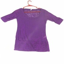 Rue21 Juniors Top Sheer Short Sleeve Purple This Light Blouse Large - $9.25