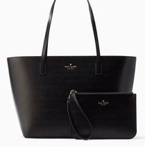 Kate Spade Harmony Smooth Black Leather Tote ONLY Purse Bag Bennet WKRU4766 - £69.98 GBP