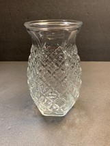 Clear Glass Flower Bud Vase Square Pattern on Sides 5-1/2&quot; Tall - £4.06 GBP