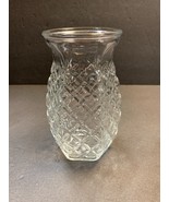 Clear Glass Flower Bud Vase Square Pattern on Sides 5-1/2&quot; Tall - £3.41 GBP