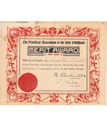 Pontifical Association Of The Holy Childhood Merit Award 1953-54 - $19.79