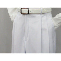 Mens Apollo  King  Banded Collarless suit Chinese Mandarin Wide leg AG98 White image 8