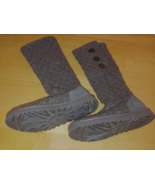 UGG LADIES TALL GRAY LATICE CARDY BOOTS-10-3 BUTTONS-12&quot; SOLE-WORN 2X-RU... - £33.05 GBP