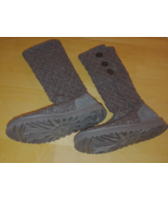 UGG LADIES TALL GRAY LATICE CARDY BOOTS-10-3 BUTTONS-12&quot; SOLE-WORN 2X-RU... - $57.55 CAD