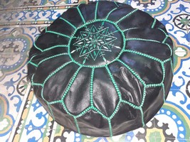 Handmade leather Cover Pouf,Moroccan Ottoman,Footrest,Floor Cushion,Footstool ,  - £111.93 GBP