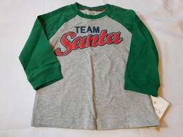 Carter&#39;s Baby Boy&#39;s Long Sleeve T Shirt Grey Heather &quot;Team Santa&quot; Size 1... - $12.86