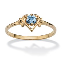 Womens 14K Gold Gp Birthstone Aquamarine Heart Shape Ring Size Gp 5 6 7 8 9 10 - £63.94 GBP