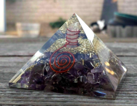 Amethyst Orgone Pyramid  Third Eye Chakra  Powerful Protective Pyramid - £22.60 GBP