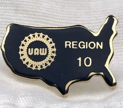 UAW Region 10 Pin Vintage USA Shape Small Union Auto Workers - $12.95