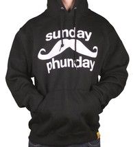 Team Phun Hommes Sunday Amusant Jour Moustache Noir Blanc Pull Capuche Nwt - $26.25