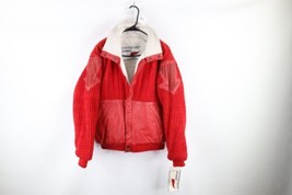 NOS Vtg 80s Streetwear Mens M Knit Deep Pile Fleece Lined Leather Jacket AS IS - £50.85 GBP