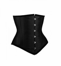Black Satin Burlesque Costume LONG Underbust Corset Waist Training Busti... - £45.55 GBP