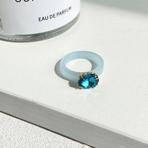 Beach Jewelry Plastic Colorful Finger Retro Resin Rings Dome Rhinestone Acrylic  - £7.36 GBP+