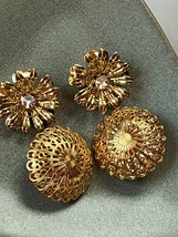 Vintage Lot of Trifari Marked Lacey Hollow Goldtone Domed &amp; Unmarked Flo... - $19.45