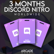DISCORD NITRO 3 MONTHS - INSTANT DELIVERY - WORLDWIDE - NEW STOCK! - £19.18 GBP