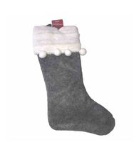 December Home 20 Inch Grey &amp; White Fur Stocking For Christmas (SHIPS IN ... - $24.30