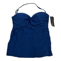 Catalina Womens L Twist Front Bandeau Tankini Top Blue Swim - £15.16 GBP