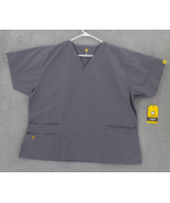 WONDER WINK SCRUB TOP MENS SZ 3XL GREY V-NECK MEDICAL SCRUBS W/ POCKETS NWD - $21.99