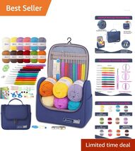 Ergonomic Crochet Kit with 12 Colorful Yarns &amp; Tools – Perfect Gift for ... - $52.42