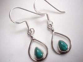 Very Small Simulated Turquoise 925 Sterling Silver Dangle Earrings - £8.55 GBP