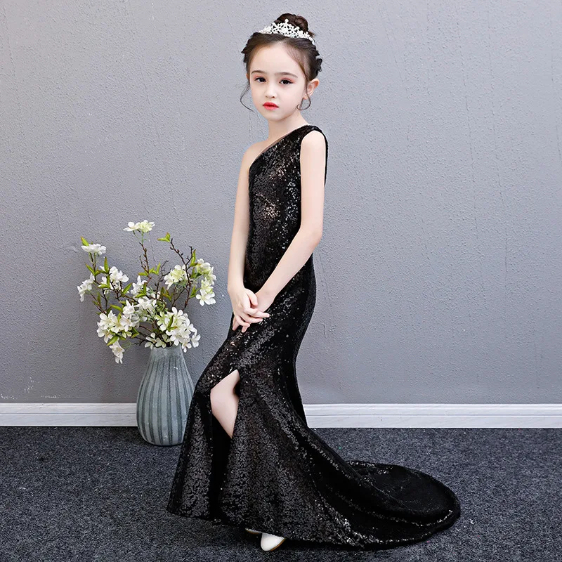 Black Sequin  Dress Age 3-14 Yrs Teen Sheath Dress One-  Vintage Noble Graduatio - £75.55 GBP