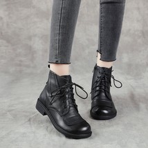DRKANOL 2021 Autumn Handmade Women Ankle Boots Retro Genuine Leather Soft Bottom - £82.11 GBP
